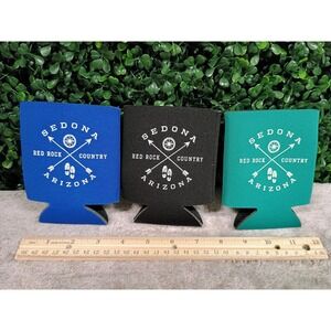 Lot of 3 Sedona Arizona Red Rock Country Can Coolers Koozies‎ Blue Black Teal